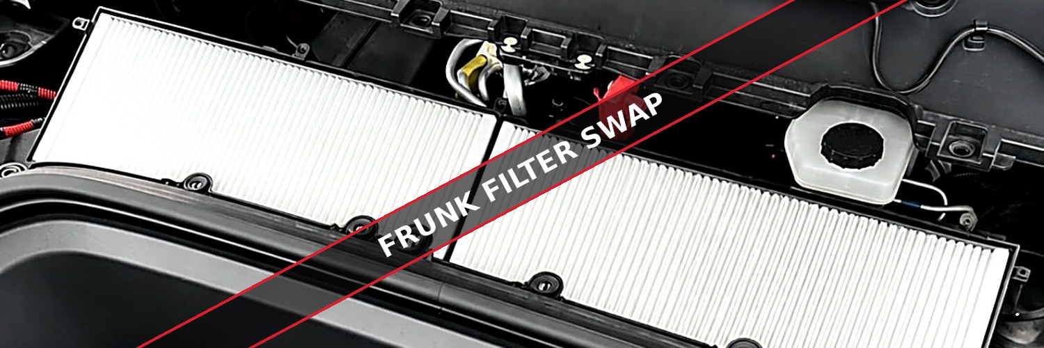 Frunk HEPA and carbon filter panels installed above the Tesla Model Y frunk bin
