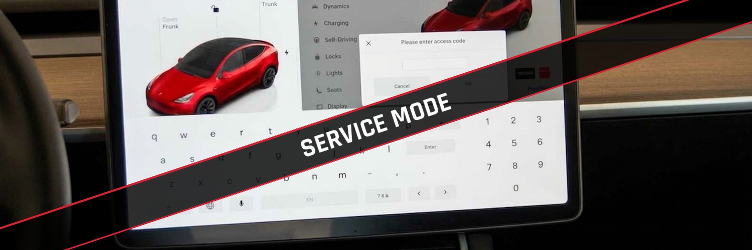 Tesla Model Y touchscreen showing the Service Mode access code prompt